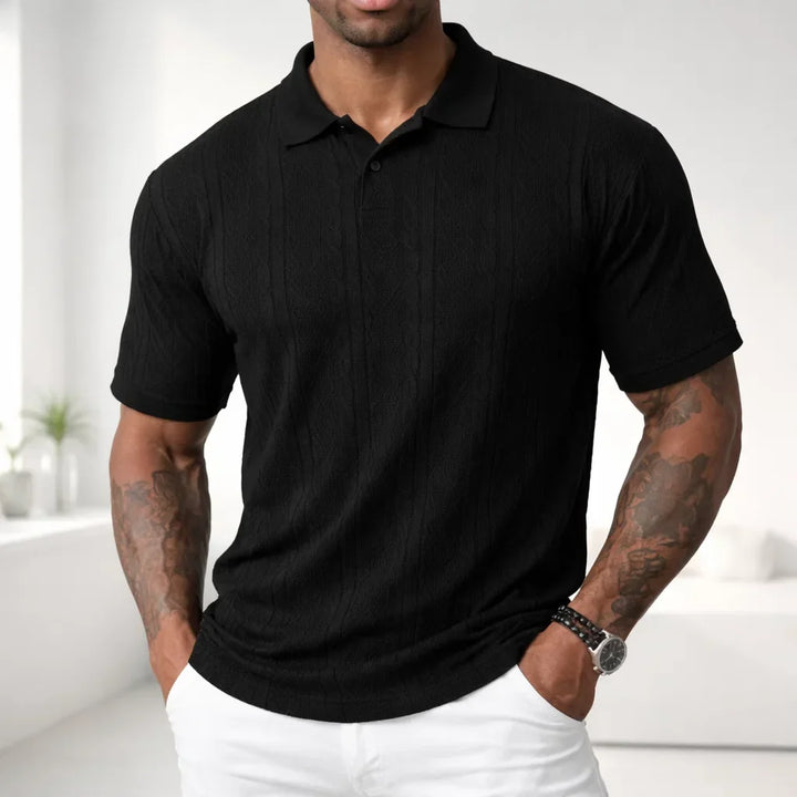 Men's Solid Knit Polo Shirt - Casual Summer