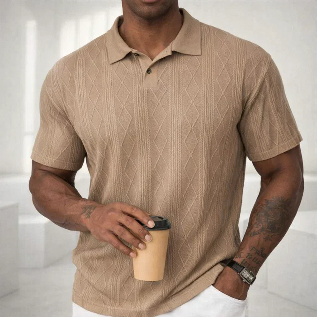 Men's Solid Knit Polo Shirt - Casual Summer