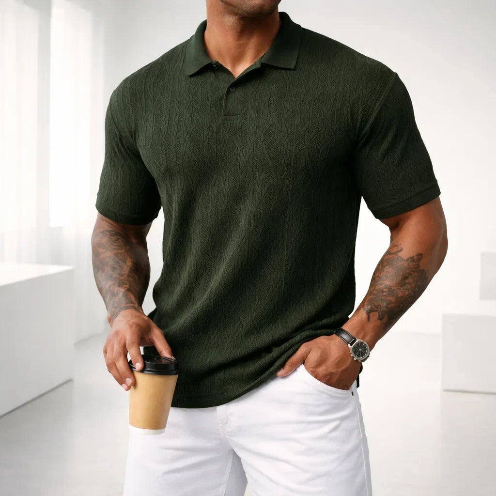 Men's Solid Knit Polo Shirt - Casual Summer