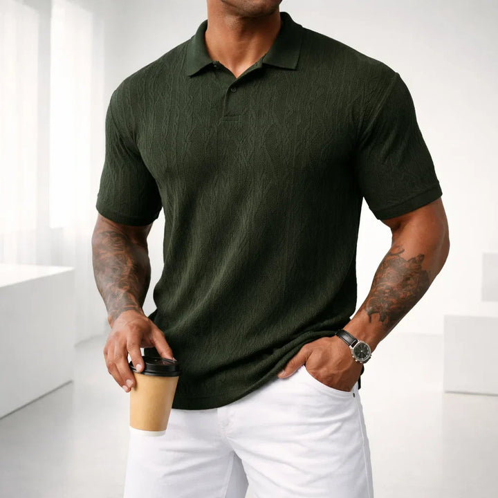 Men's Solid Knit Polo Shirt - Casual Summer
