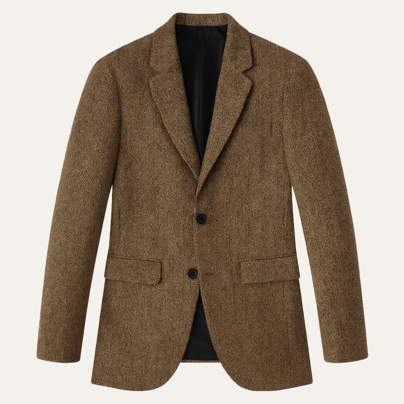 Men's Tailored Wool Blend Herringbone Blazer