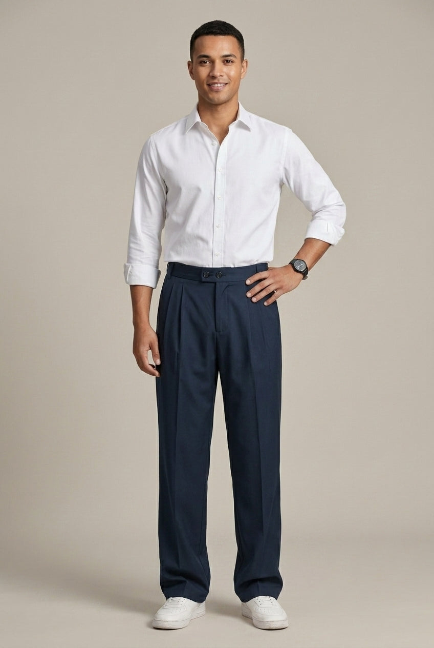 Men's Pleated Wide-Leg Trousers - Relaxed Fit