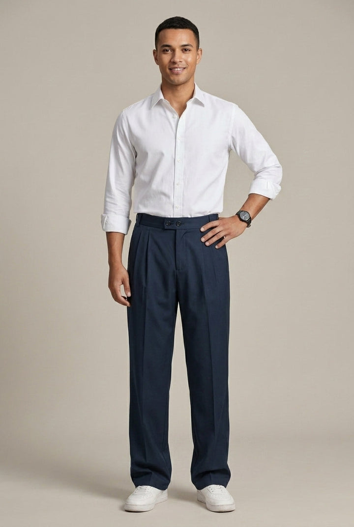 Men's Pleated Wide-Leg Trousers - Relaxed Fit