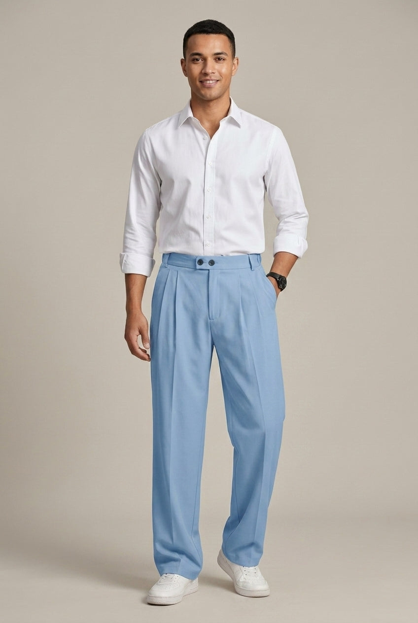 Men's Pleated Wide-Leg Trousers - Relaxed Fit