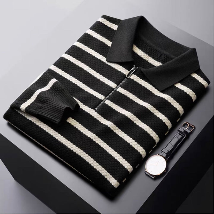 Men's Casual Striped Cotton Polo Shirt - Summer Everyday Wear