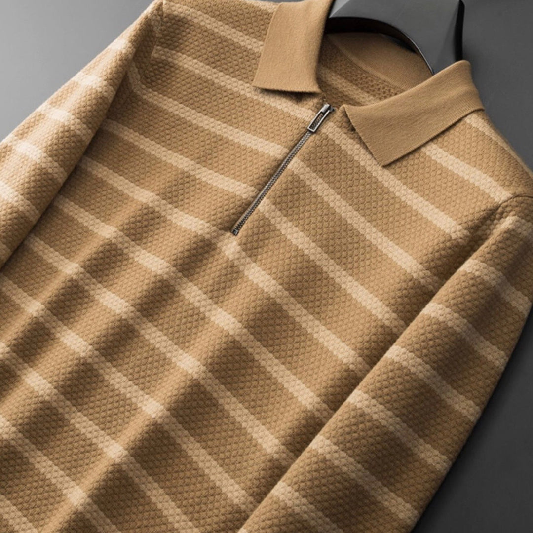 Men's Casual Striped Cotton Polo Shirt - Summer Everyday Wear