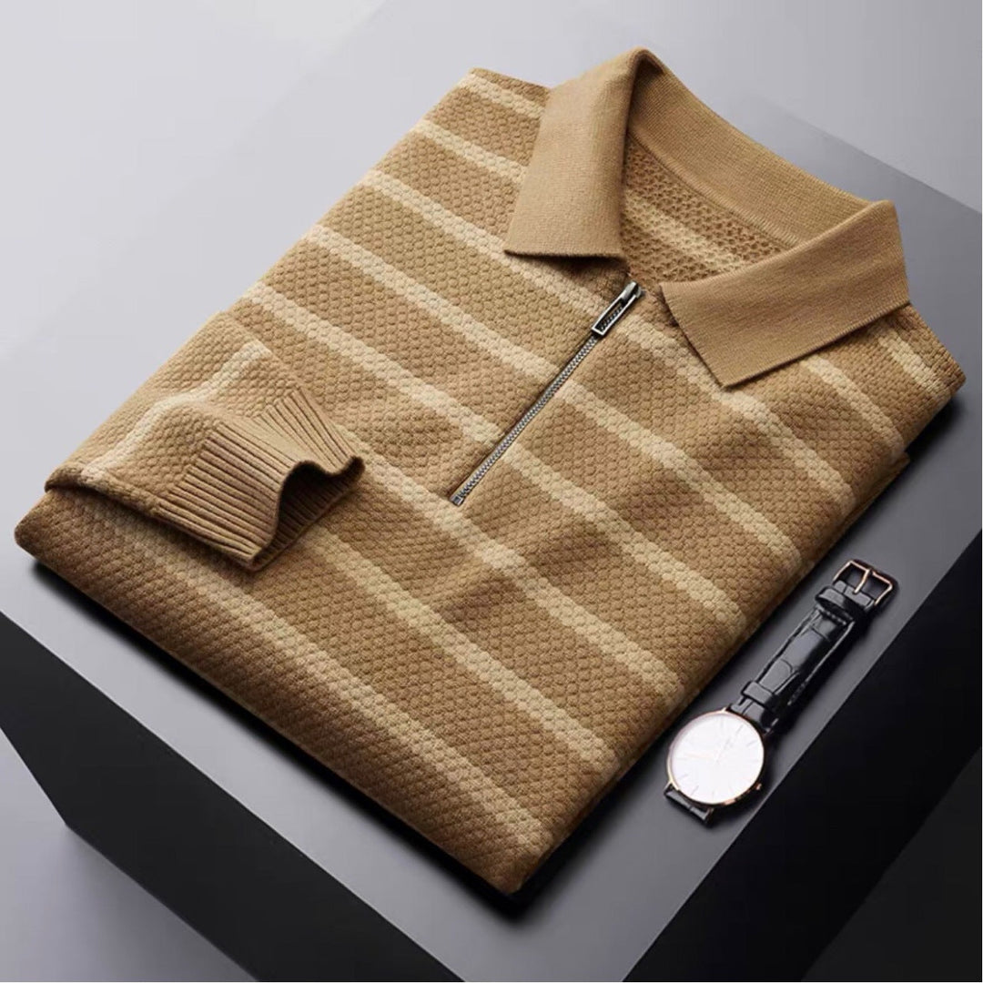 Men's Casual Striped Cotton Polo Shirt - Summer Everyday Wear