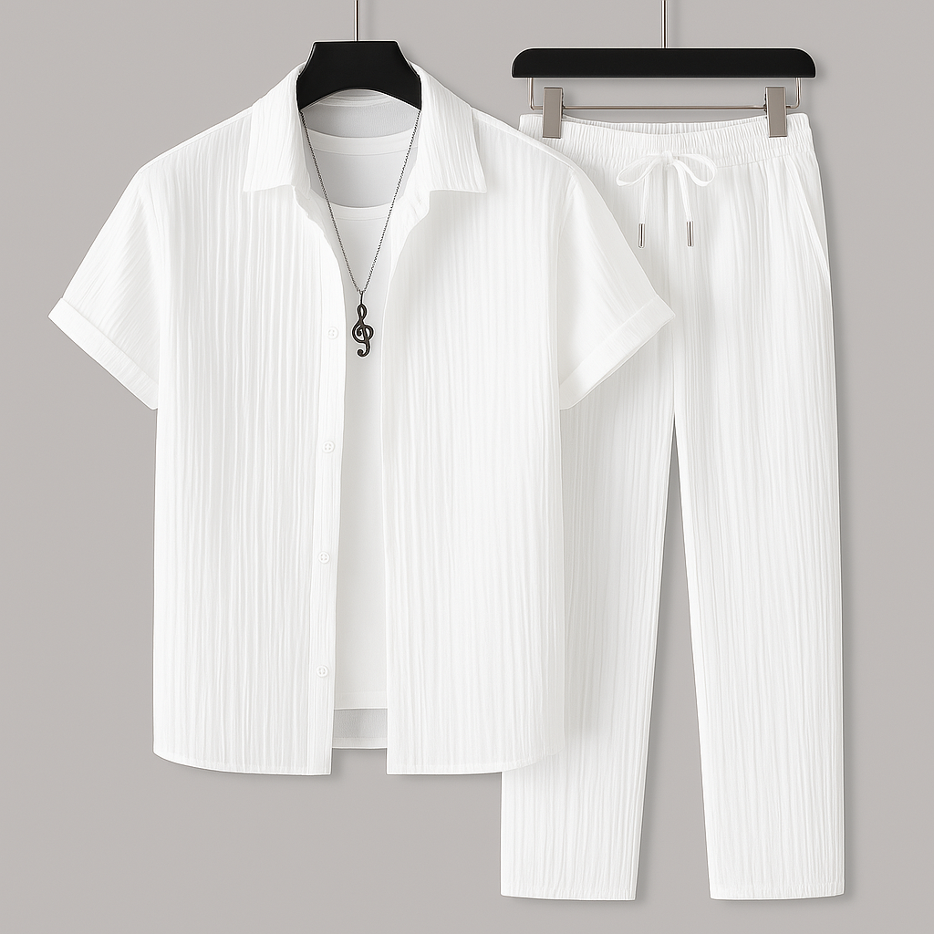 Women's Relaxed Linen Top and Pants Set - Casual