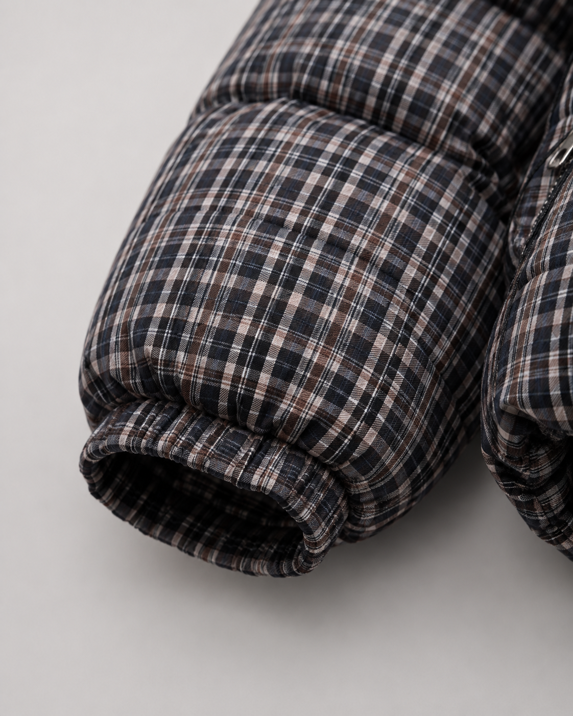 Women's Padded Checked Funnel Neck Winter Puffer Coat
