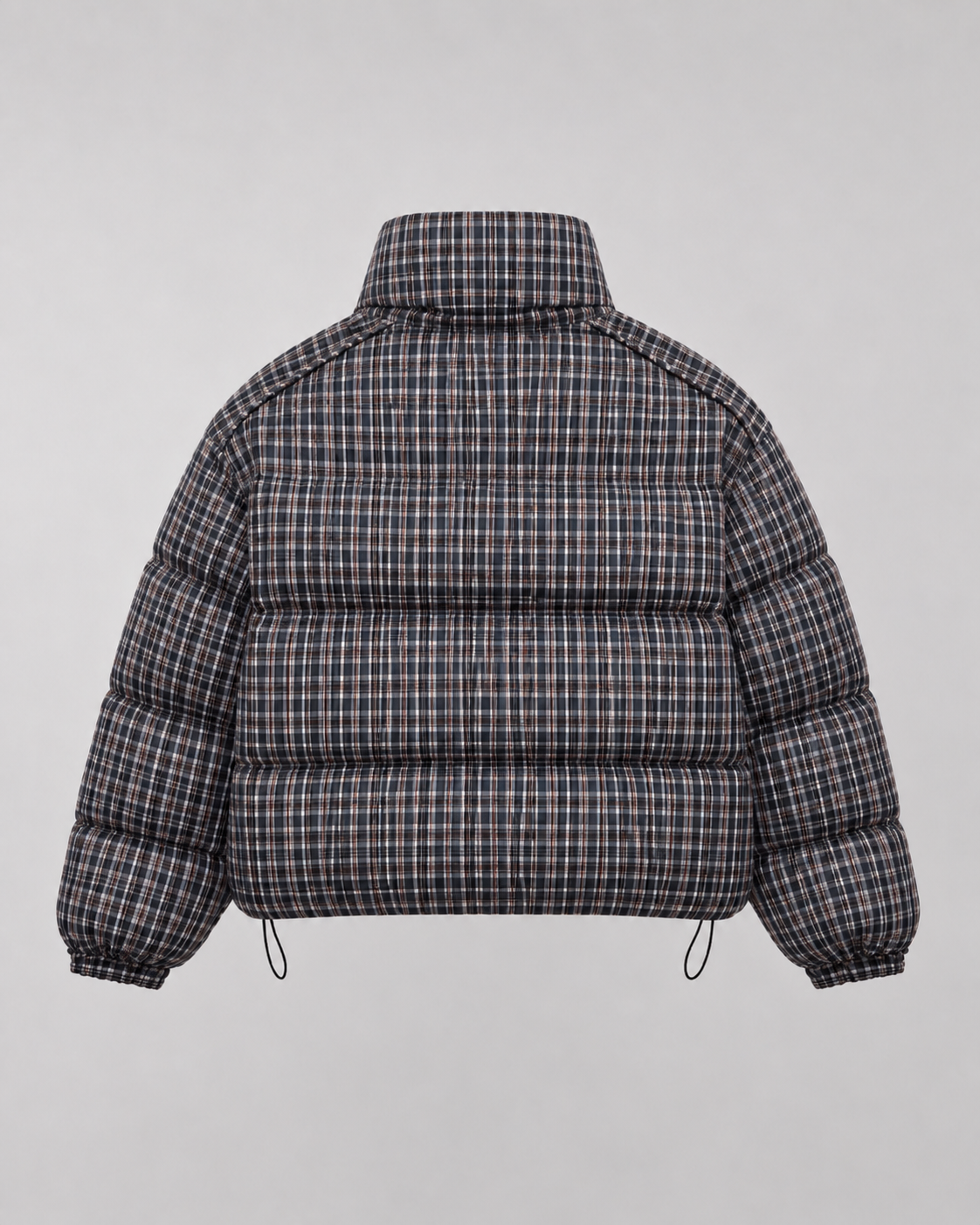 Women's Padded Checked Funnel Neck Winter Puffer Coat