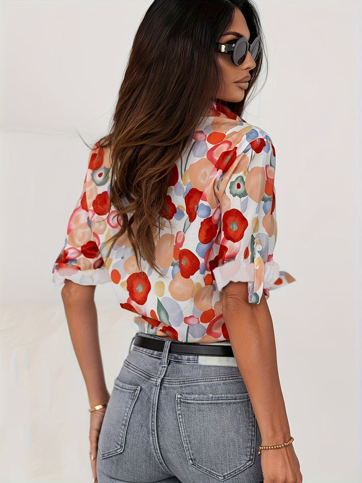 Miranda| Women's Floral Button-Down Blouse, Casual