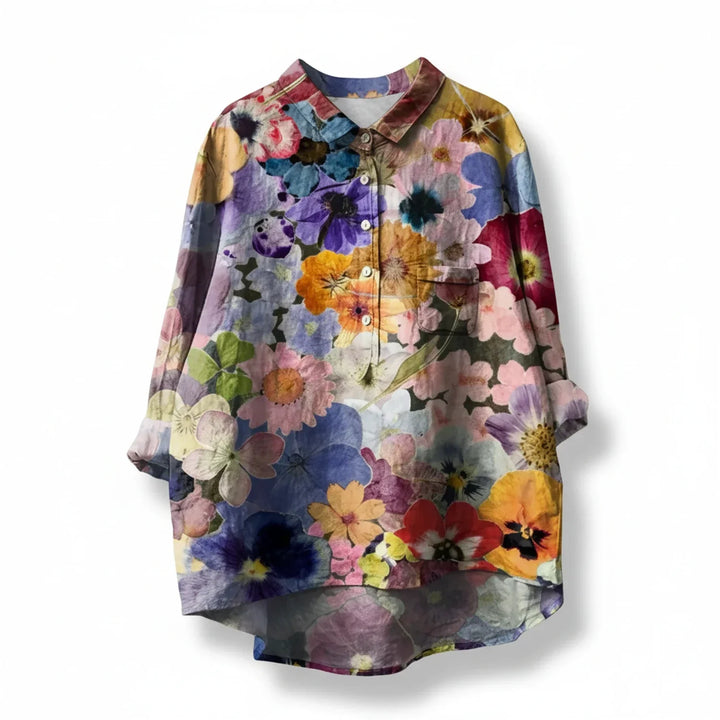 Emily | Women's Floral Print Short Sleeve Blouse, Casual