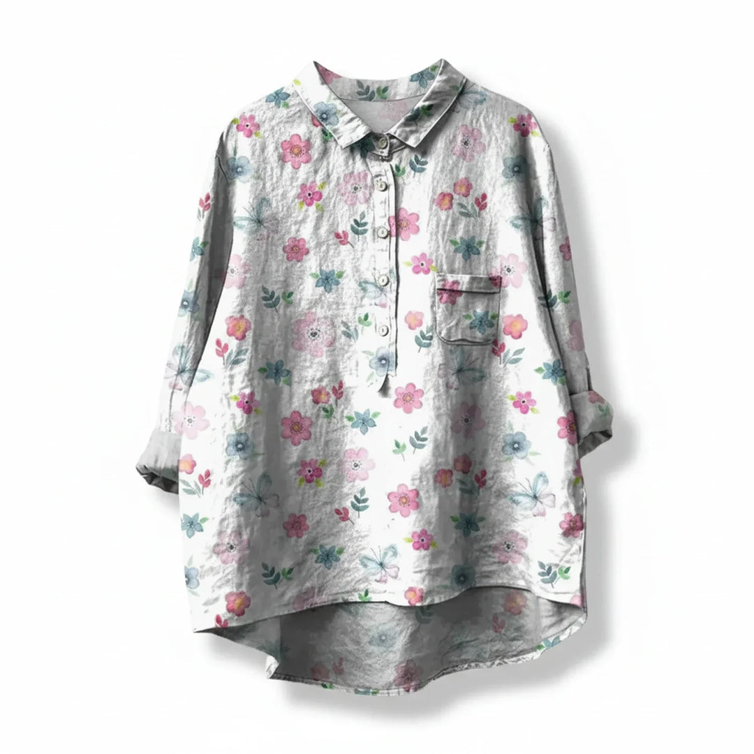 Emily | Women's Floral Print Short Sleeve Blouse, Casual