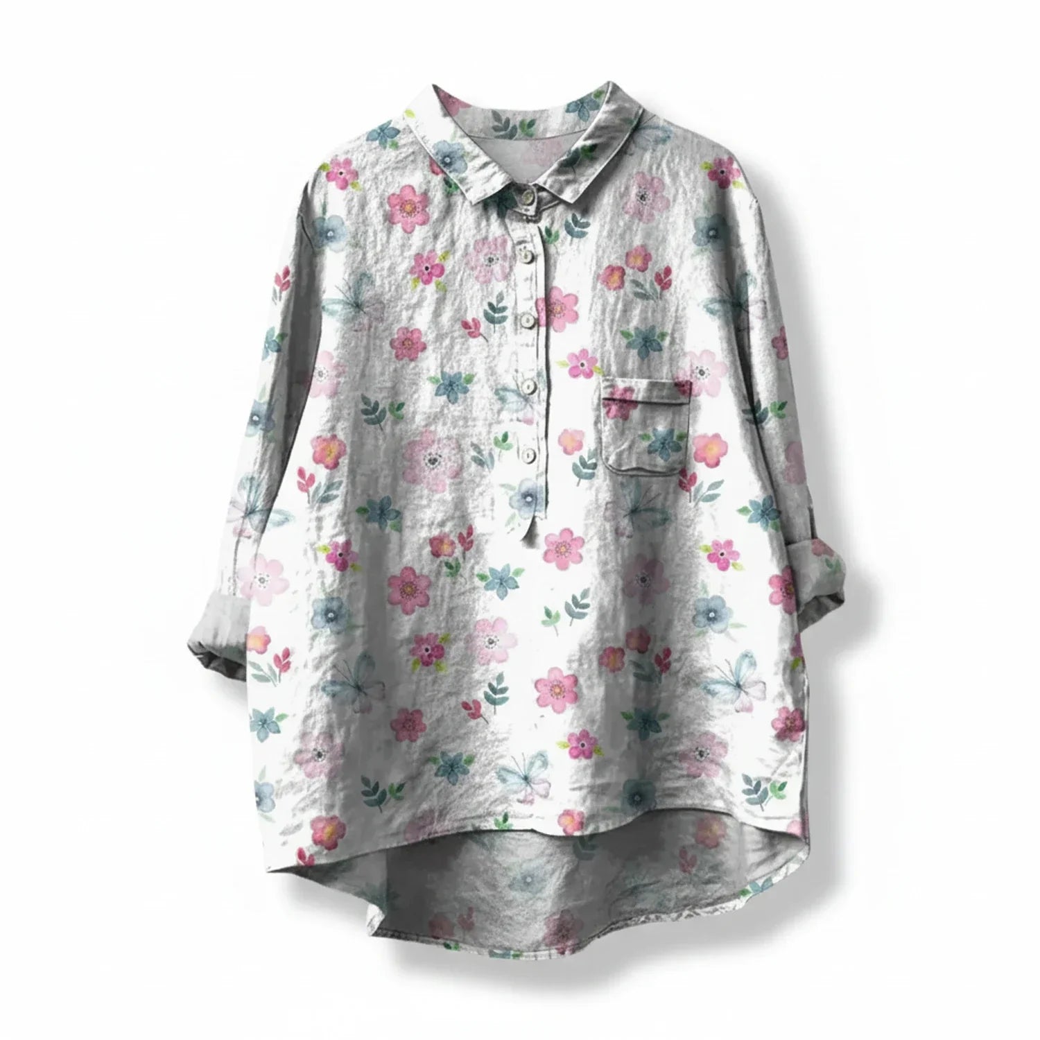 Emily | Women's Floral Print Short Sleeve Blouse, Casual
