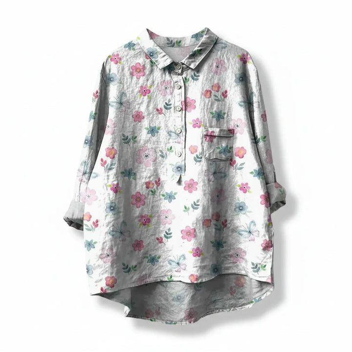 Emily | Women's Floral Print Short Sleeve Blouse, Casual