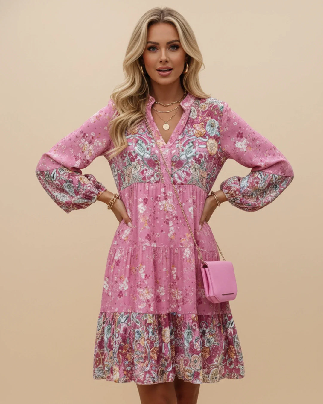 Sophia | Women's Floral Tiered Mini Dress, Casual