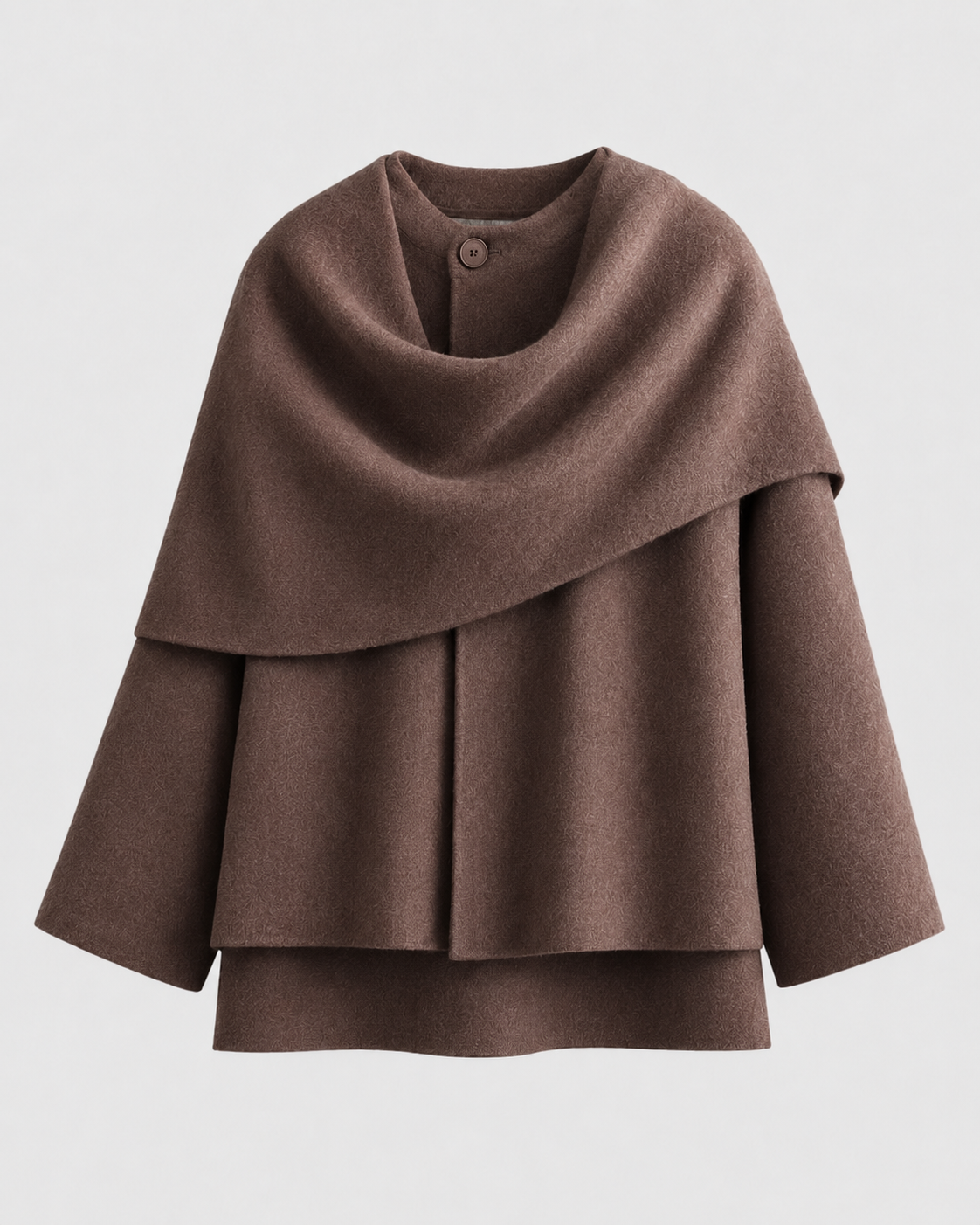 Women's Cape Collar Scarf Coat - Boxy Fit Draped Style