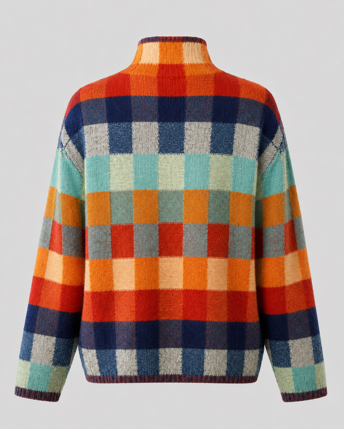Women's Turtleneck Sweater in Check Knit