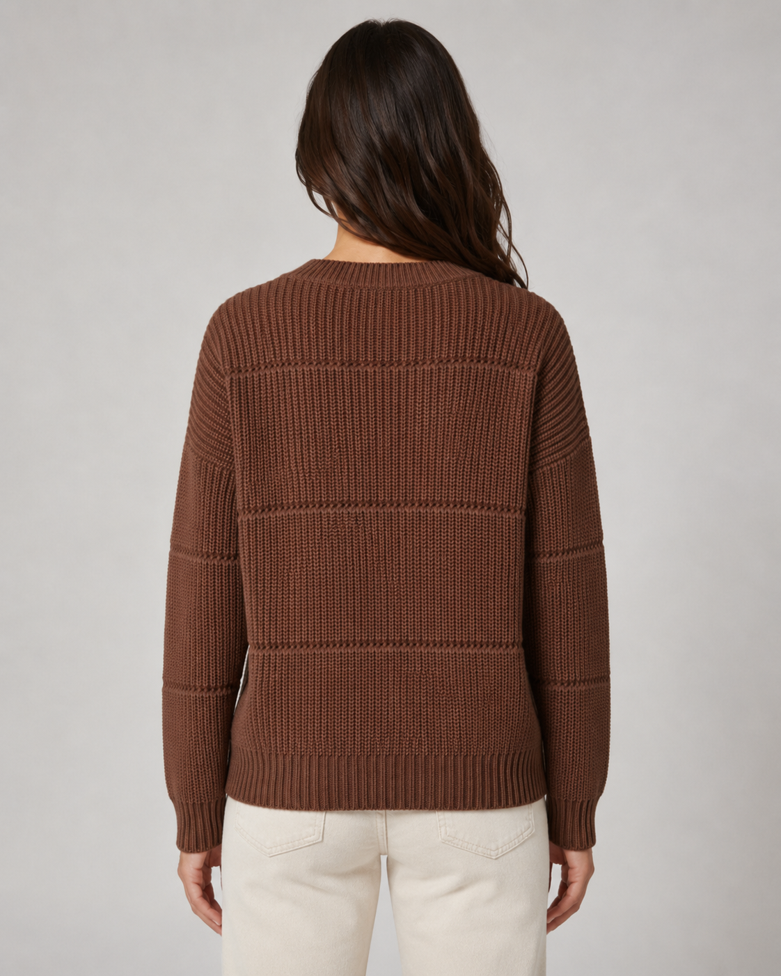 Chunky Knit Crewneck Sweater - Relaxed Fit for Women
