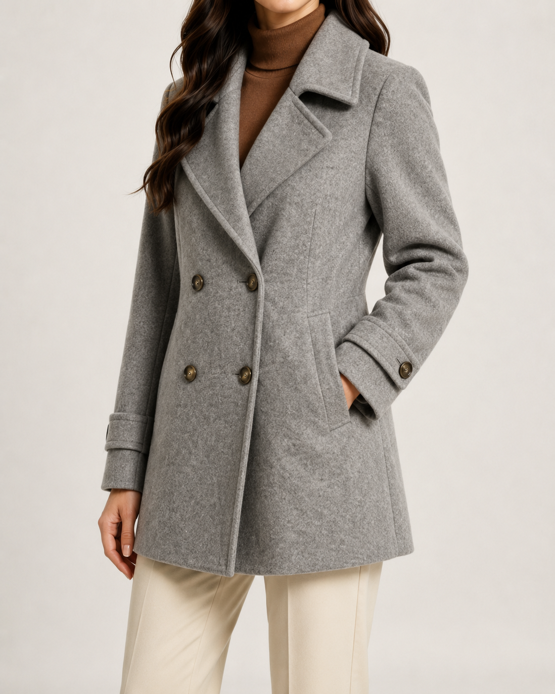 Women's Short Tailored Double-Breasted Winter Coat