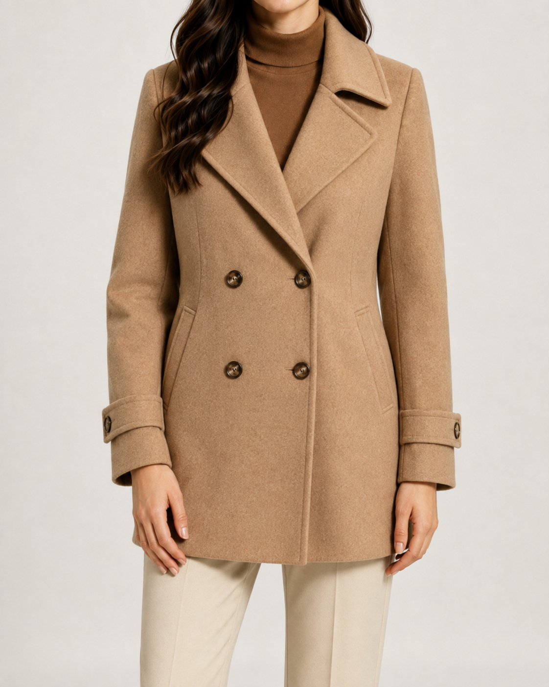 Women's Short Tailored Double-Breasted Winter Coat