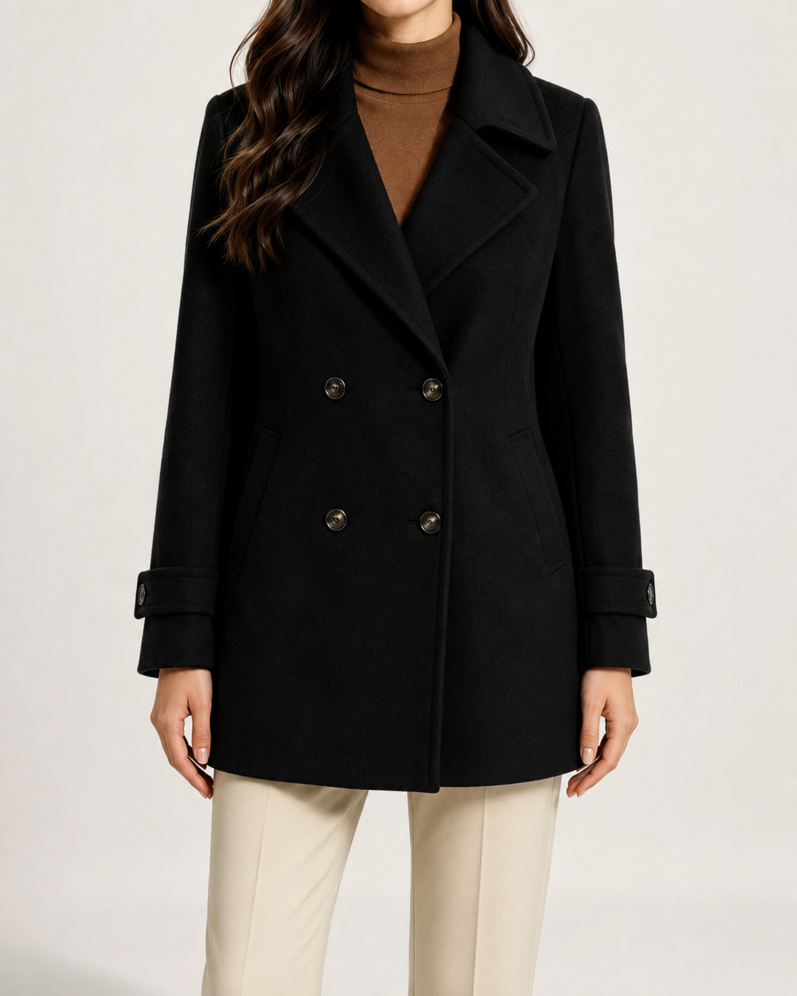 Women's Short Tailored Double-Breasted Winter Coat