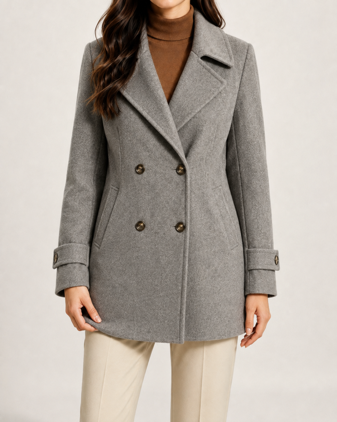 Women's Short Tailored Double-Breasted Winter Coat