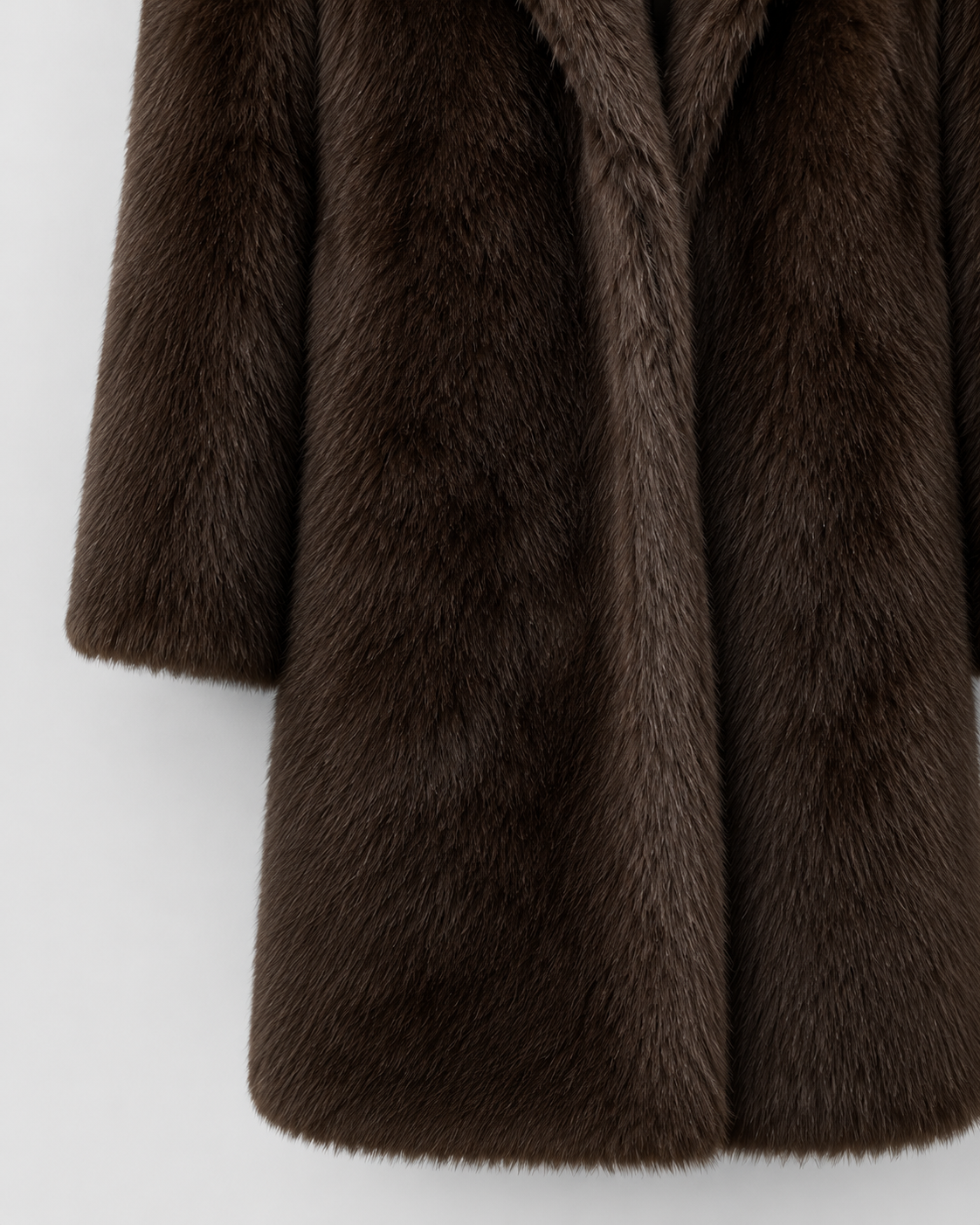 Faux Fur Longline Coat for Women with Wide Collar