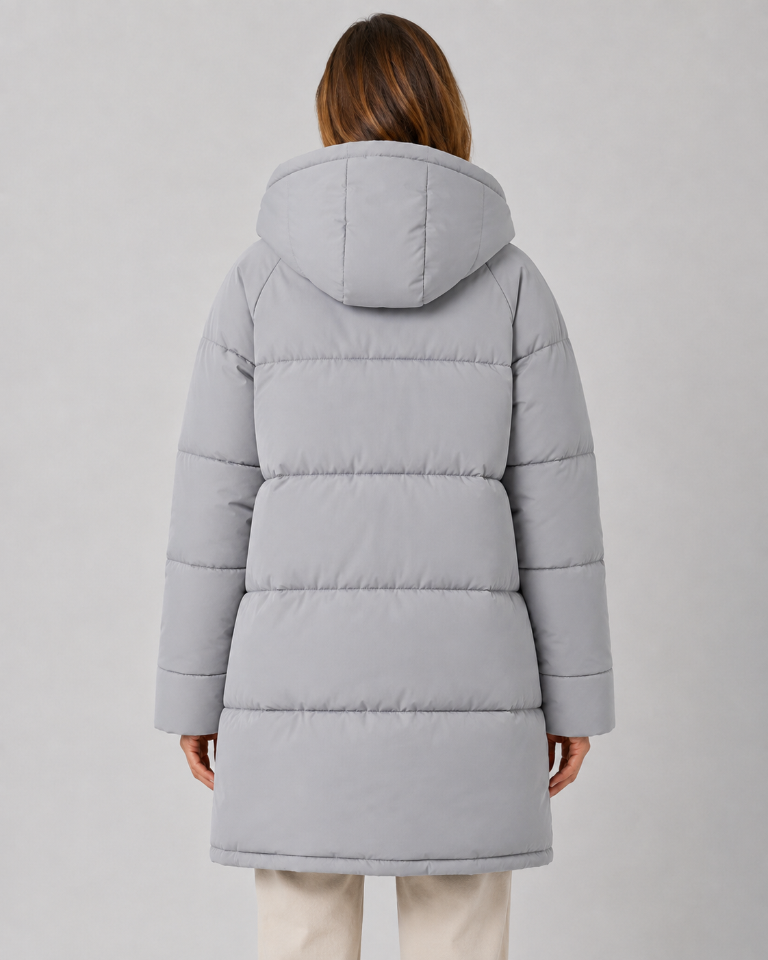 Longline Hooded Padded Puffer Coat for Women