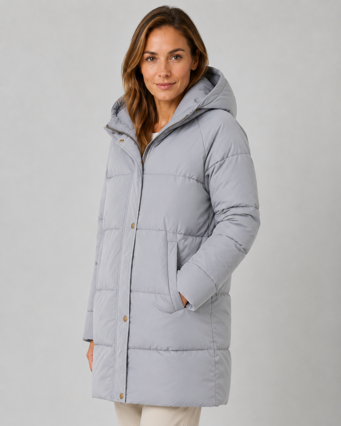 Longline Hooded Padded Puffer Coat for Women