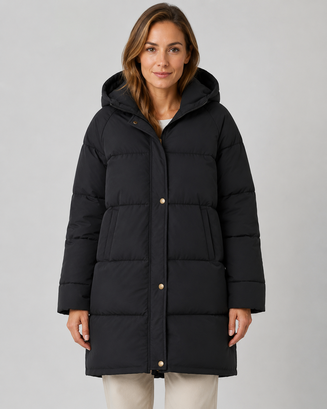 Longline Hooded Padded Puffer Coat for Women
