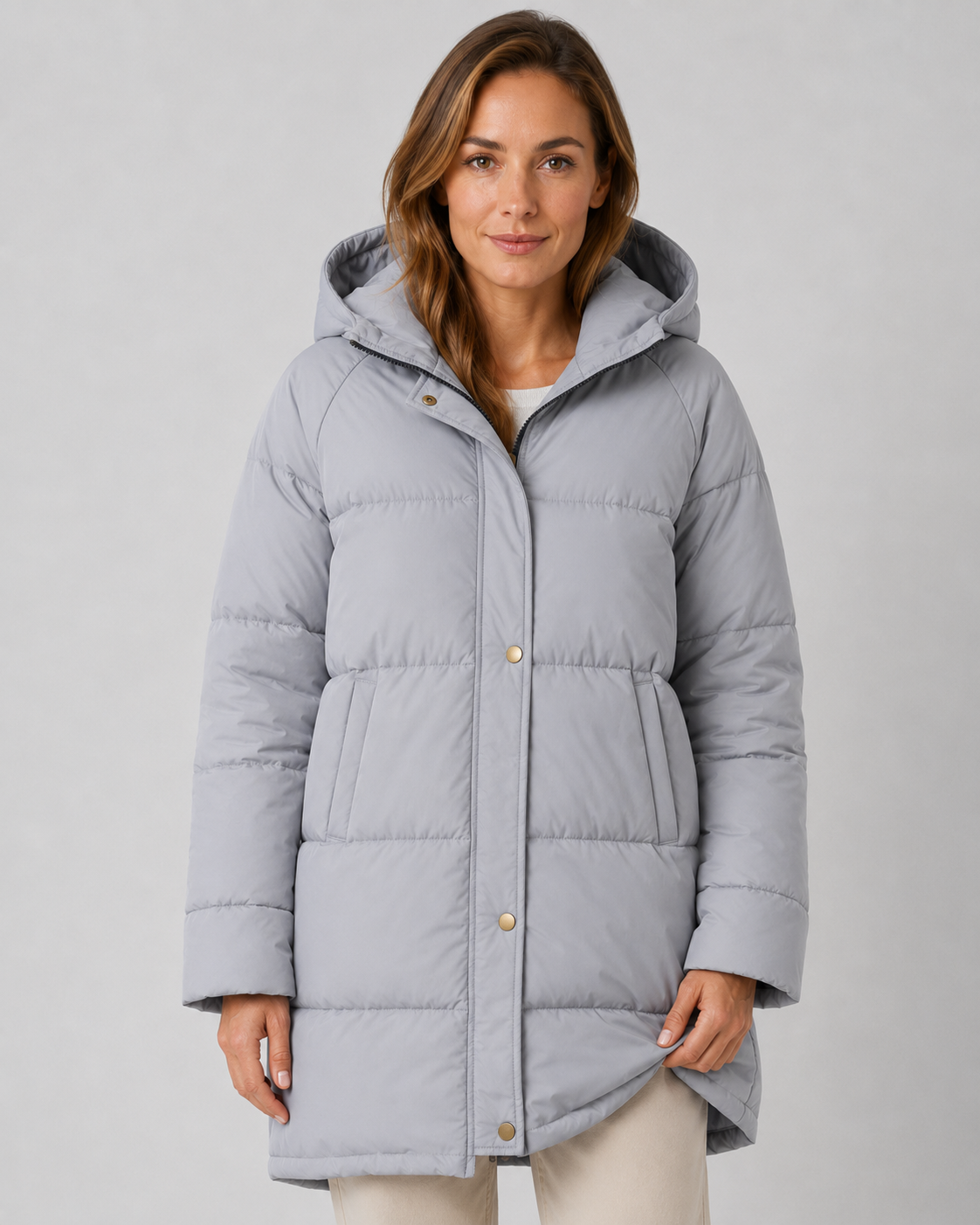 Longline Hooded Padded Puffer Coat for Women
