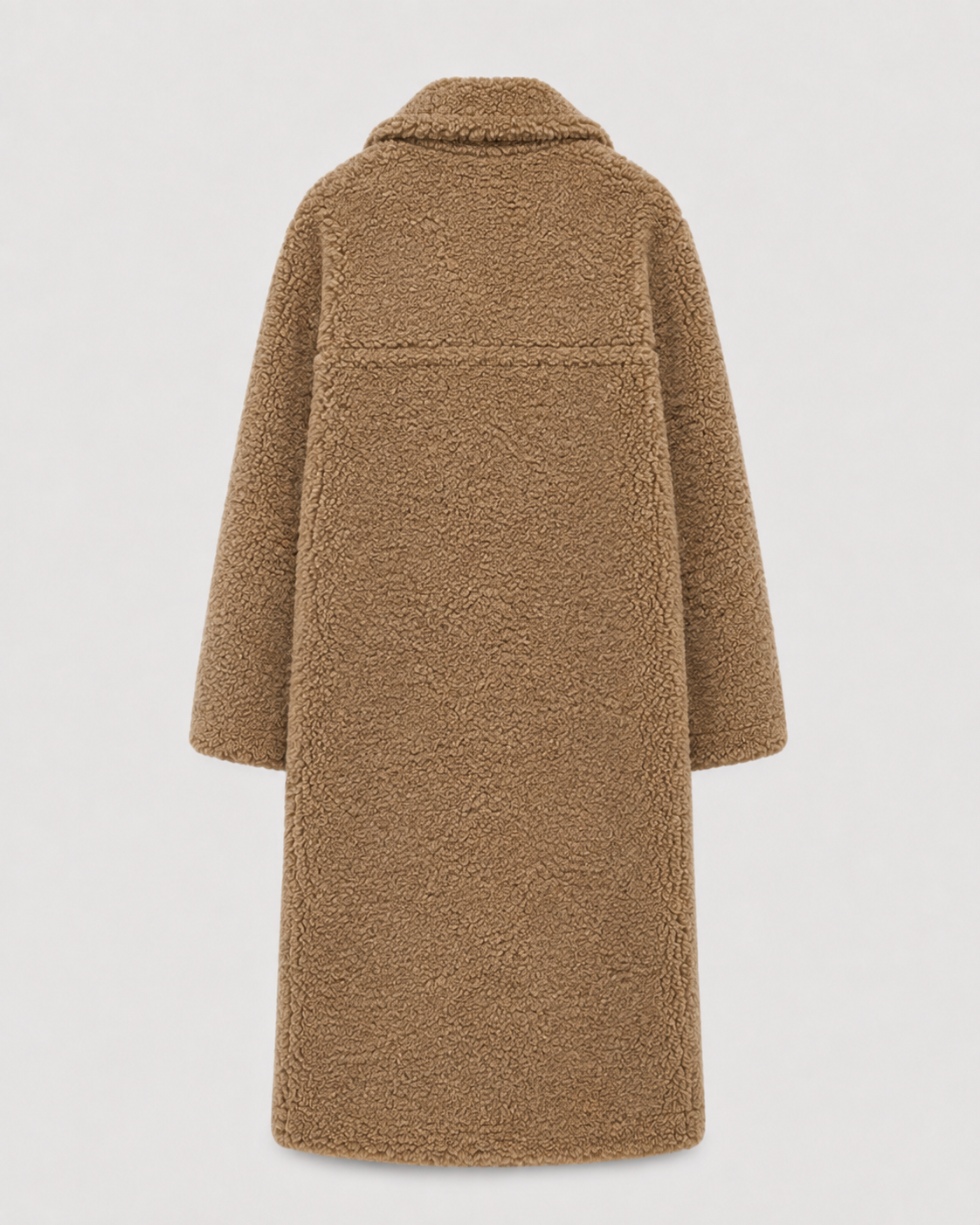 Long Teddy Coat - Double-Breasted Oversized Lapel for Women