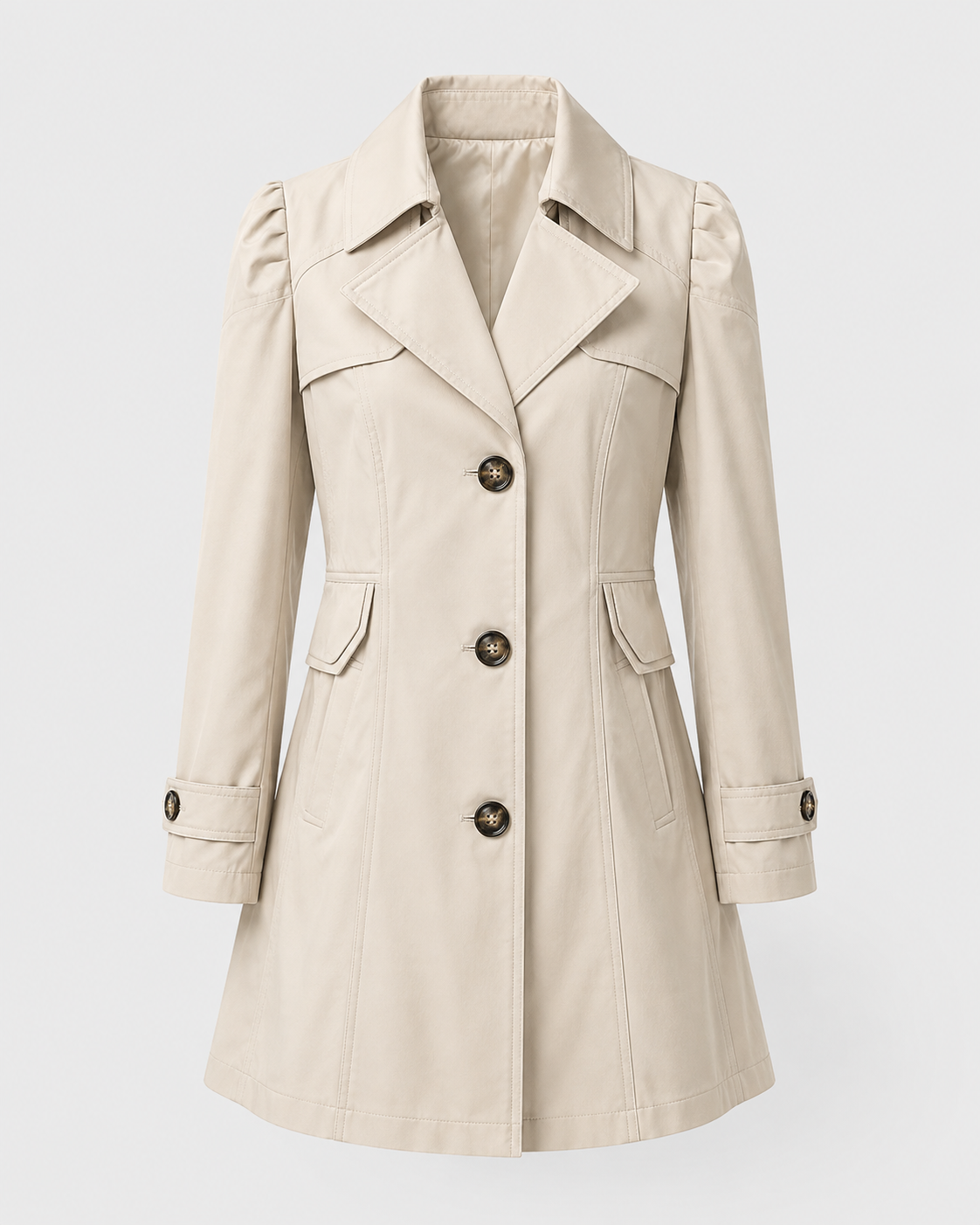 Short Trench Coat - Women's Single-Breasted Outerwear
