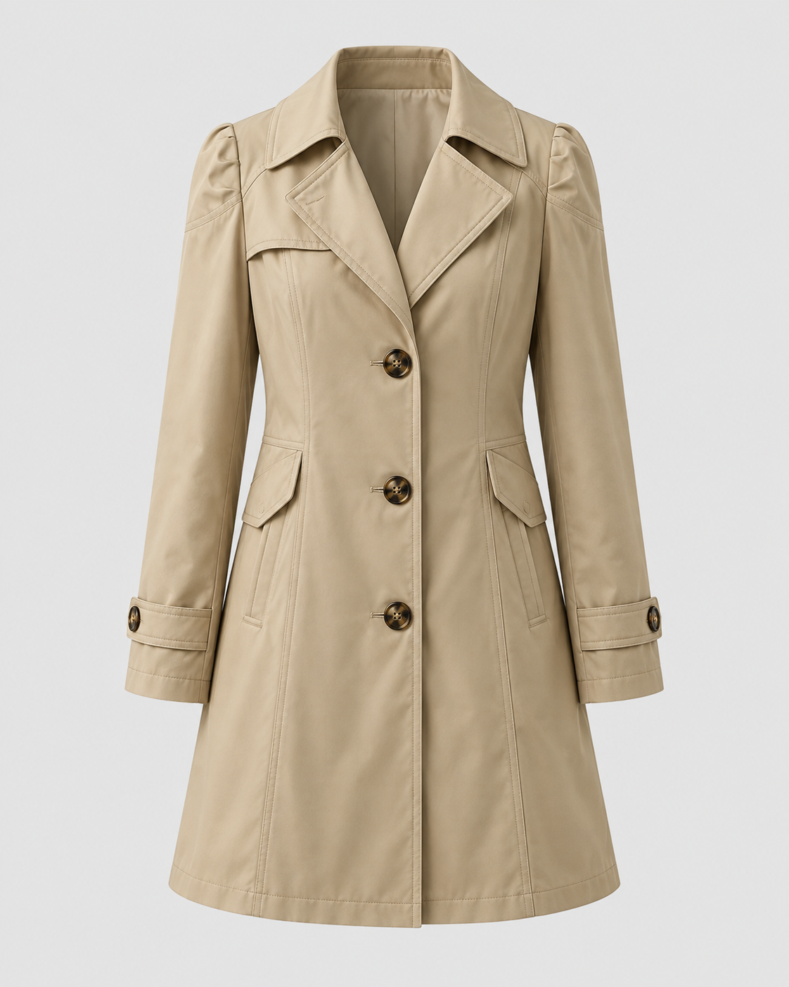 Short Trench Coat - Women's Single-Breasted Outerwear
