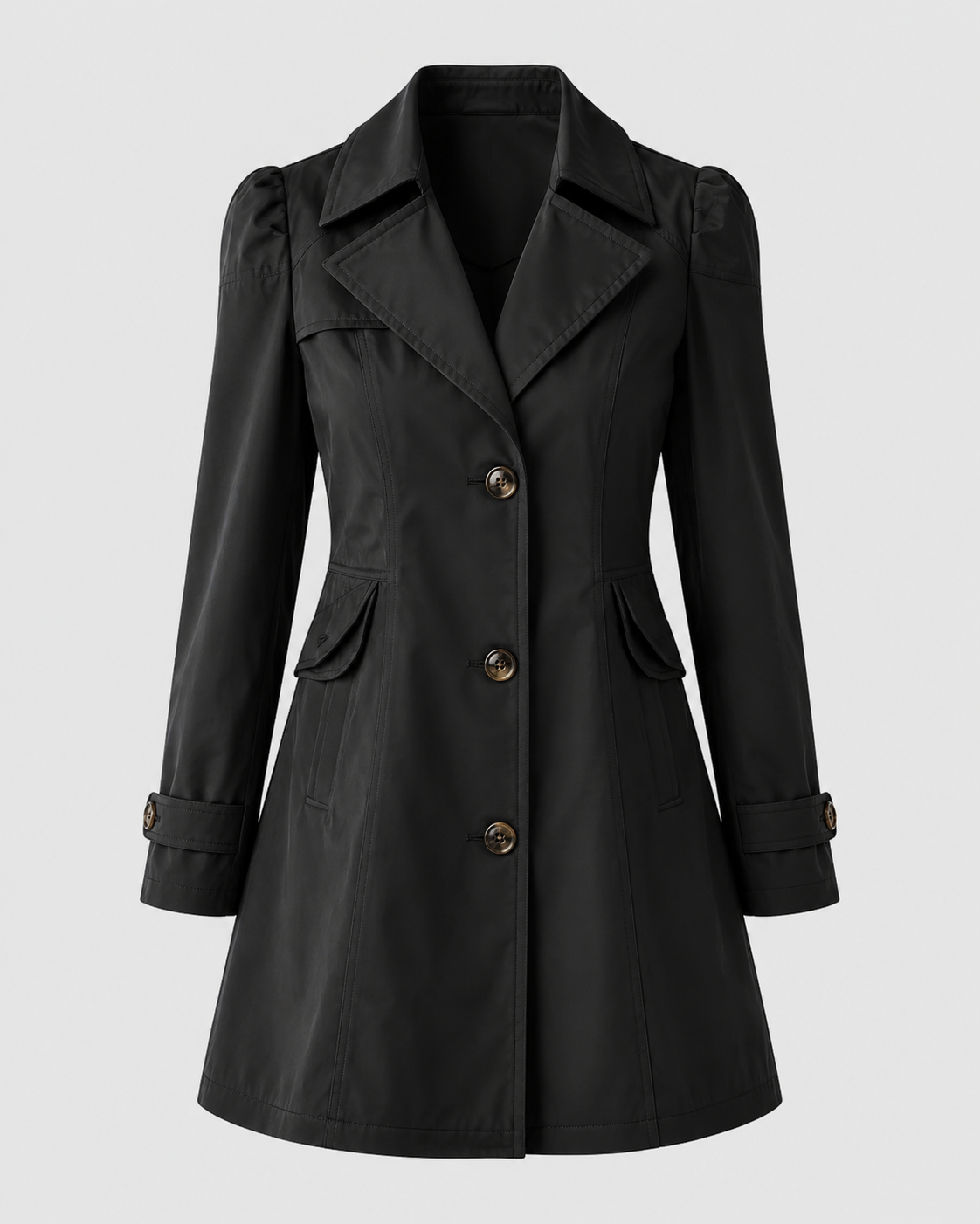 Short Trench Coat - Women's Single-Breasted Outerwear
