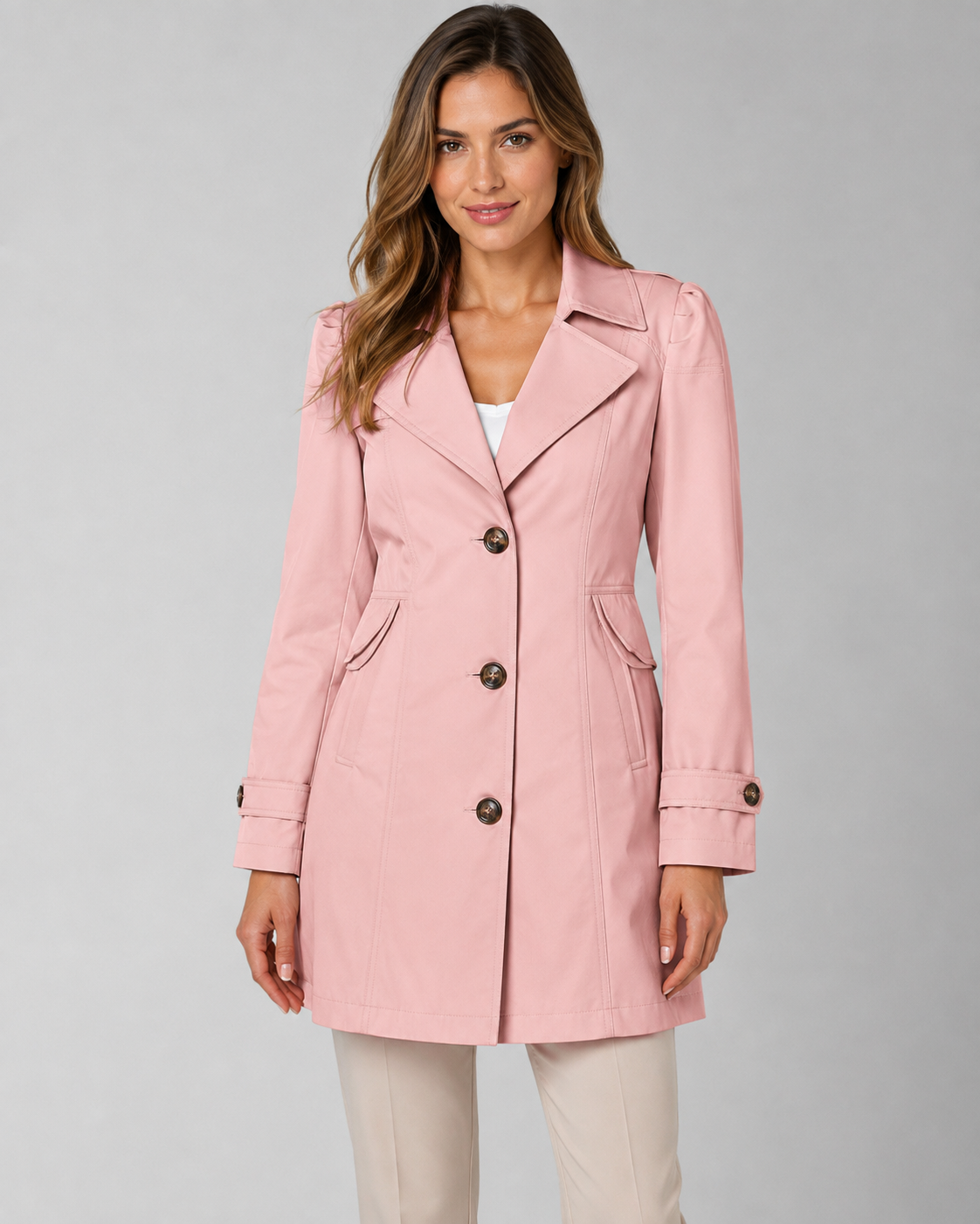 Short Trench Coat - Women's Single-Breasted Outerwear