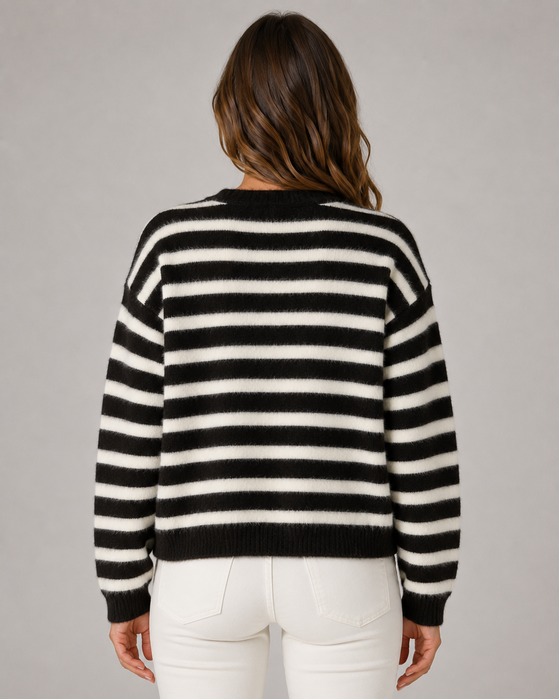 Striped Button-Front Cardigan - Relaxed Knit for Women