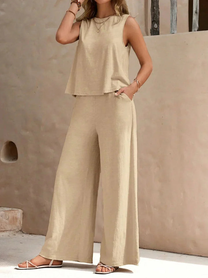Sarah | Women's Sleeveless Two-Piece Set, Casual
