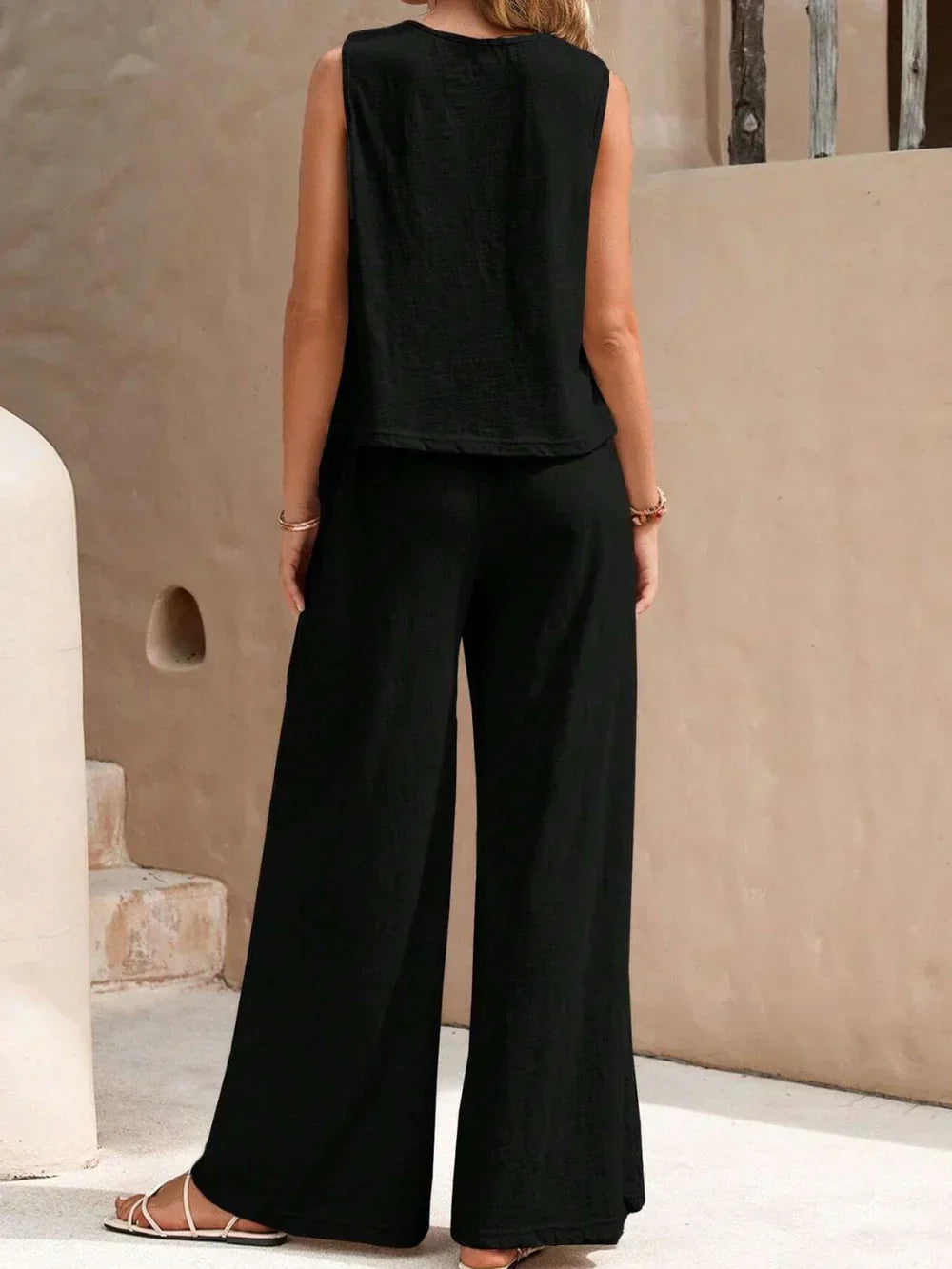 Sarah | Women's Sleeveless Two-Piece Set, Casual