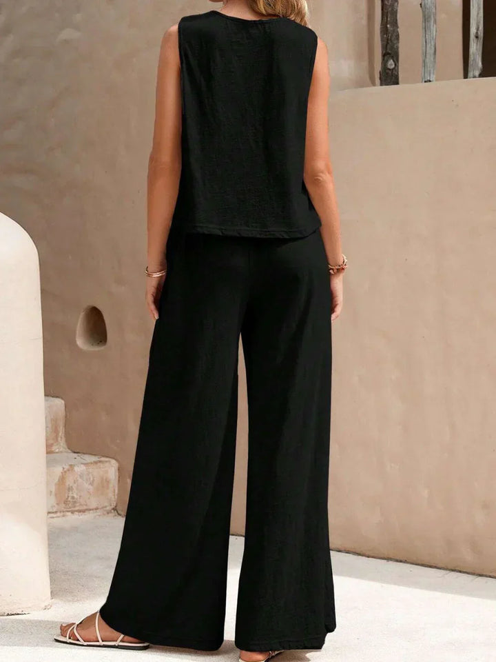 Sarah | Women's Sleeveless Two-Piece Set, Casual